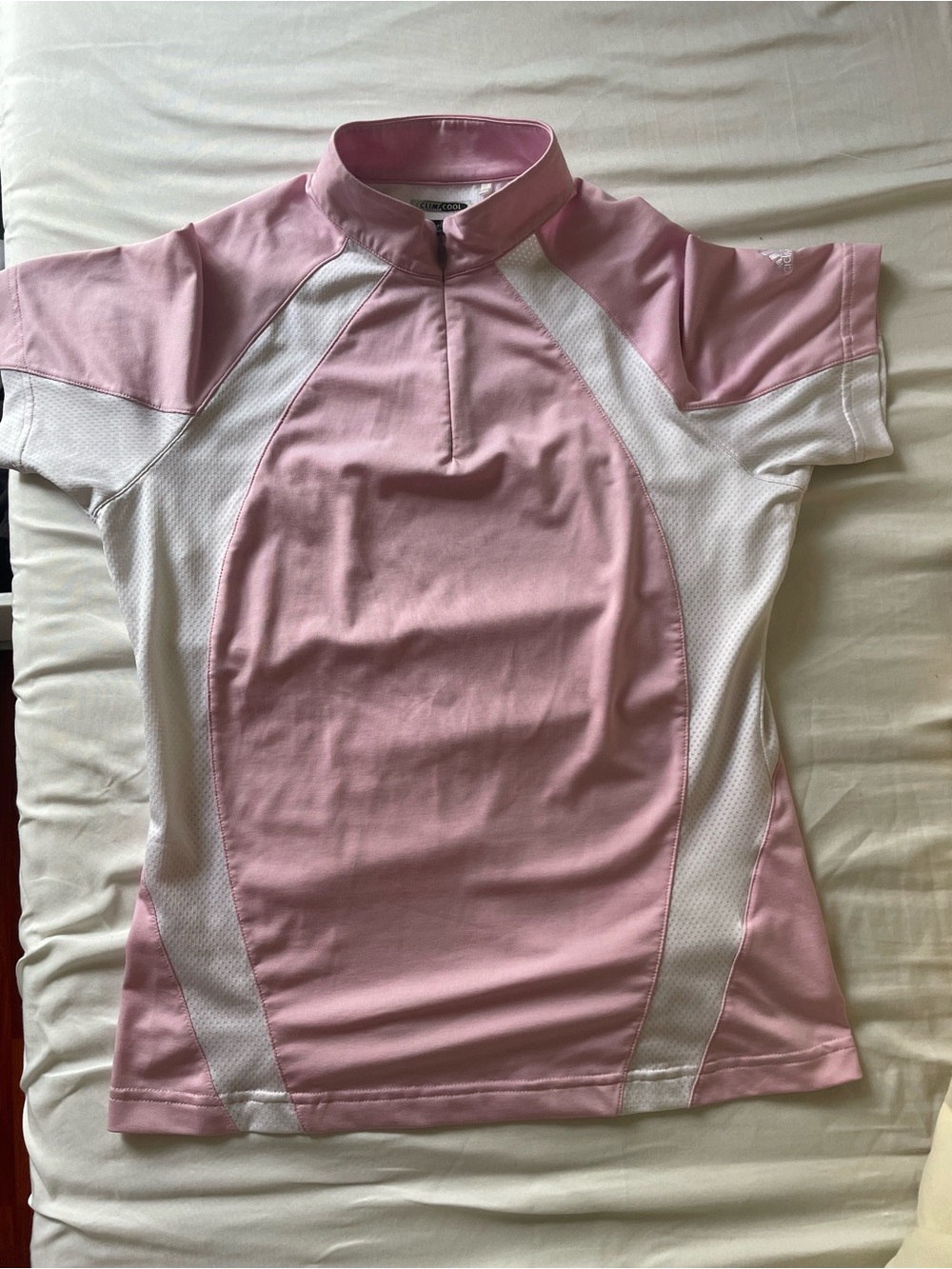 adidas Light Pink and White ClimaCool Athletic Top